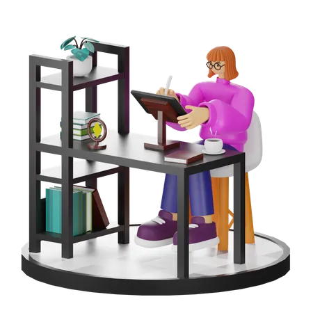 Woman Doing Creative Seeking  3D Illustration