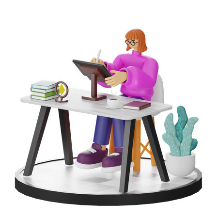 Woman Doing Creative Seeking  3D Illustration