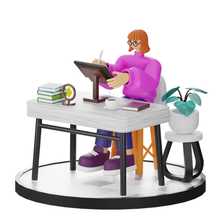 Woman Doing Creative Seeking  3D Illustration