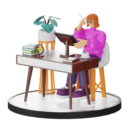 Woman Doing Creative Seeking  3D Illustration