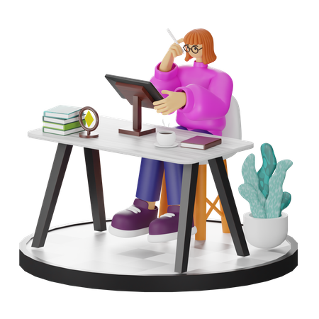 Woman Doing Creative Seeking  3D Illustration