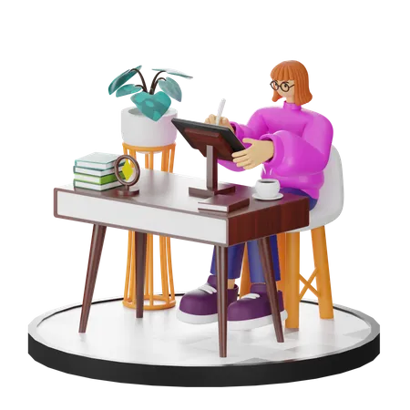 Woman Doing Creative Seeking  3D Illustration