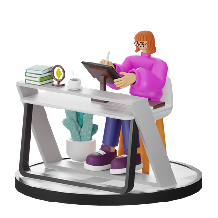 Woman Doing Creative Seeking  3D Illustration