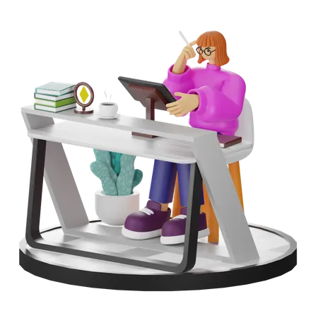 Woman Doing Creative Seeking  3D Illustration