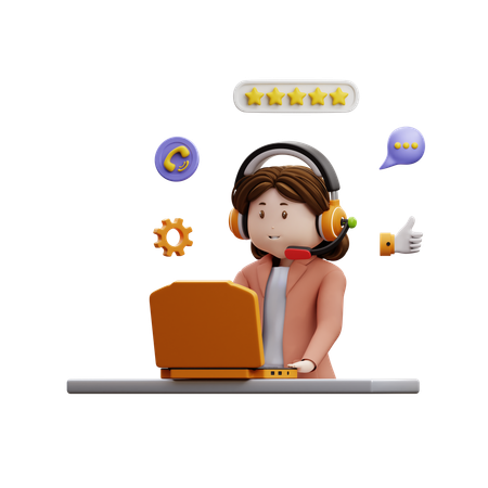 Woman Doing Customer Service Work  3D Icon