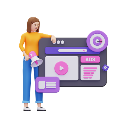 Woman doing digital marketing  3D Illustration