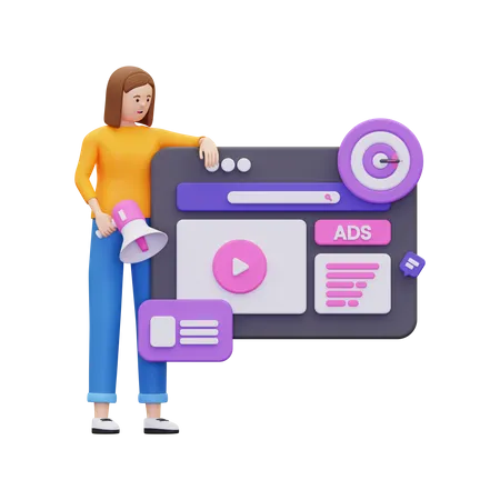 Woman doing digital marketing  3D Illustration