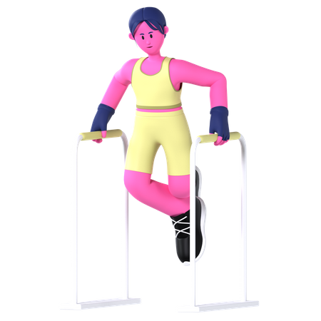 Woman Doing Dip Bar  3D Illustration