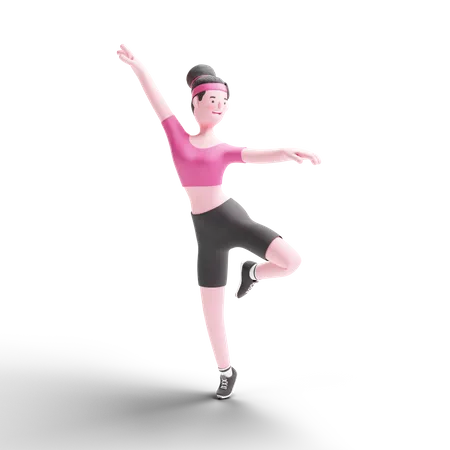 Woman Doing Exercise  3D Illustration