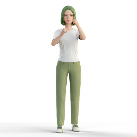 Woman doing fight gesture  3D Illustration