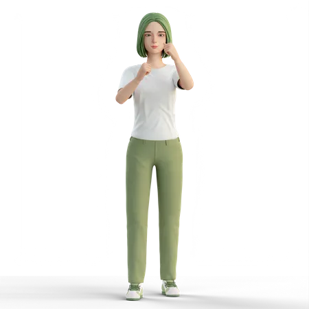 Woman doing fight gesture  3D Illustration