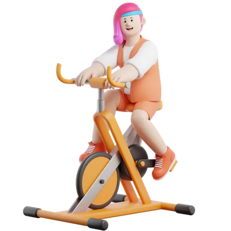 Woman Doing Gym Cycle  3D Illustration