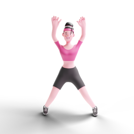 Woman Doing Hand Exercise  3D Illustration