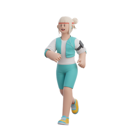 Woman doing Jogging  3D Illustration