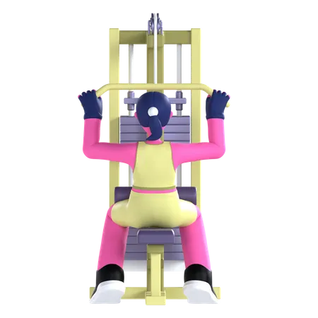 Woman Doing Lat Pulldown Machine  3D Illustration