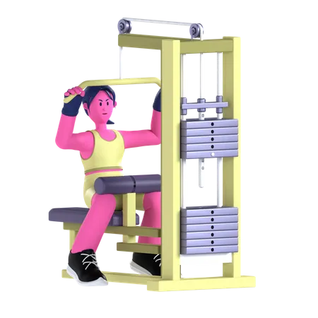 Woman Doing Lat Pulldown Machine1  3D Illustration