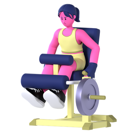 Woman Doing Leg Curl Machine  3D Illustration