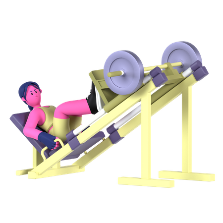 Woman Doing Leg Press  3D Illustration