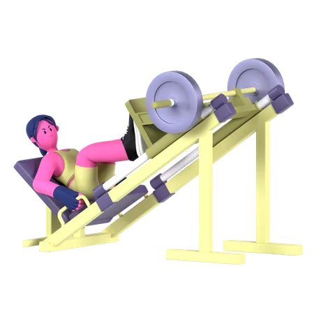 Woman Doing Leg Press  3D Illustration