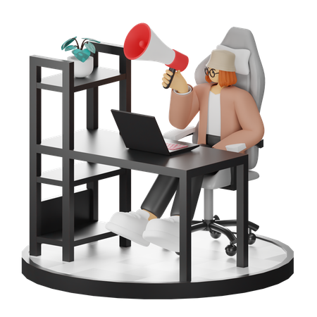 Woman Doing Marketing  3D Illustration