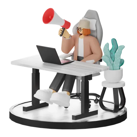 Woman Doing Marketing  3D Illustration