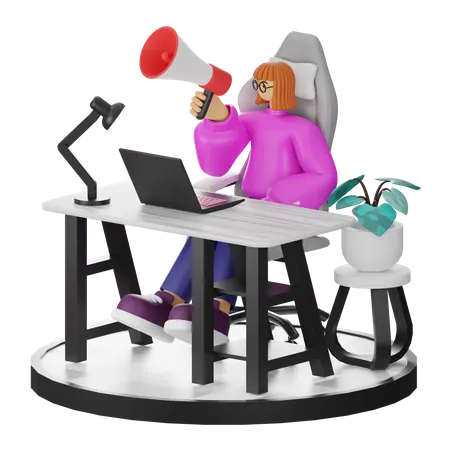 Woman Doing Marketing  3D Illustration