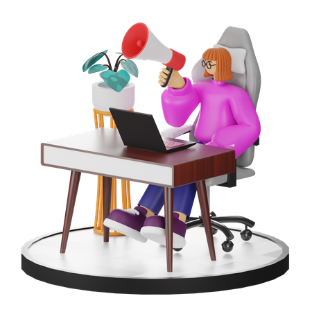 Woman Doing Marketing  3D Illustration