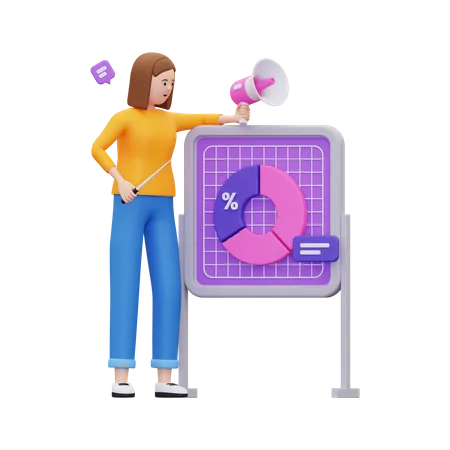 Woman doing marketing presentation  3D Illustration
