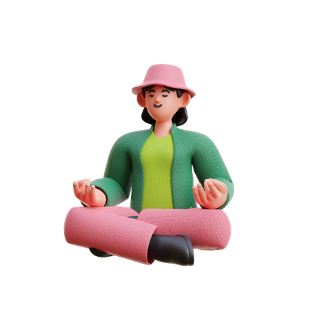 Woman Doing Meditation  3D Illustration