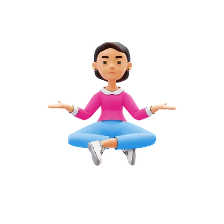 Woman doing meditation  3D Illustration