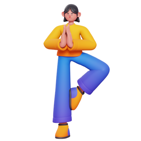 Woman Doing Meditation  3D Illustration