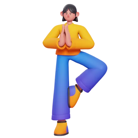 Woman Doing Meditation  3D Illustration