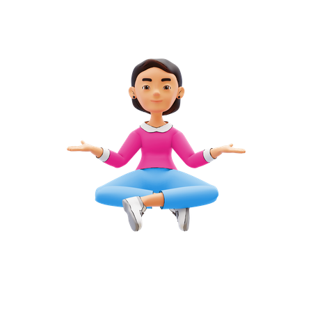 Woman doing meditation 3D Illustration