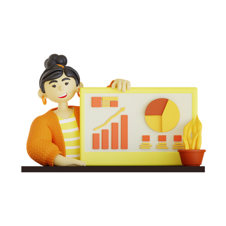 Woman doing online analysis  3D Illustration