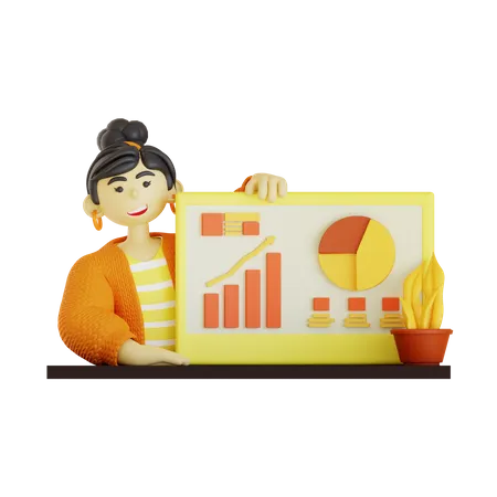 Woman doing online analysis  3D Illustration