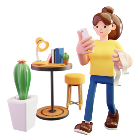 Woman doing online bill payment  3D Illustration