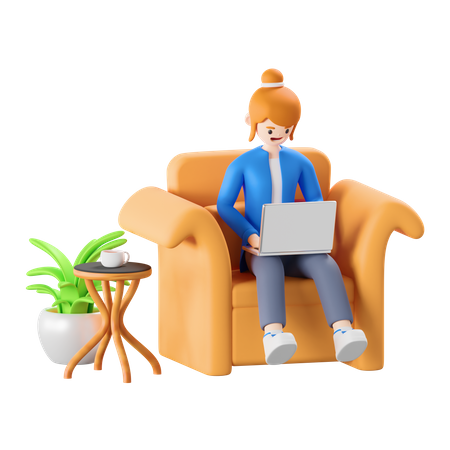 Woman doing online communication  3D Illustration