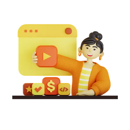 Woman doing online marketing  3D Illustration