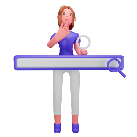 Woman doing online searching  3D Illustration