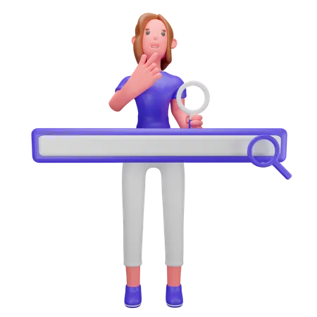 Woman doing online searching  3D Illustration