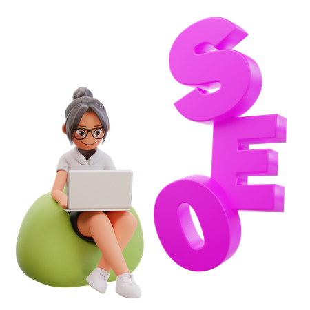 Woman doing online Seo analytics  3D Illustration