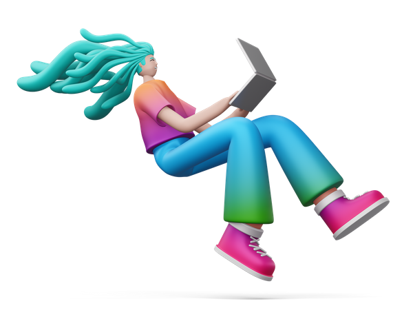 Woman Doing Online Shopping While Seation On Sofa  3D Illustration