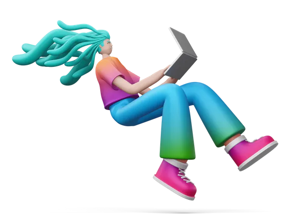 Woman Doing Online Shopping While Seation On Sofa  3D Illustration