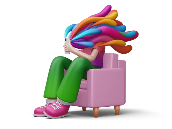 Happy Colorful Human Online Shopping With Colorful Bubble 3 D Illustration 3D Illustration