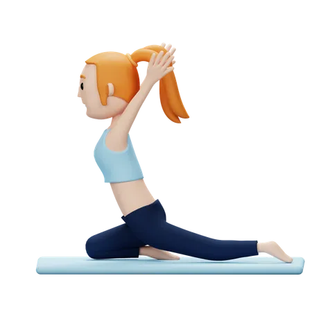 Woman Doing Pigeon Yoga Pose  3D Illustration