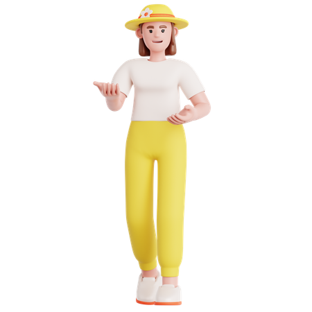 プレゼンテーションをする女性  3D Illustration