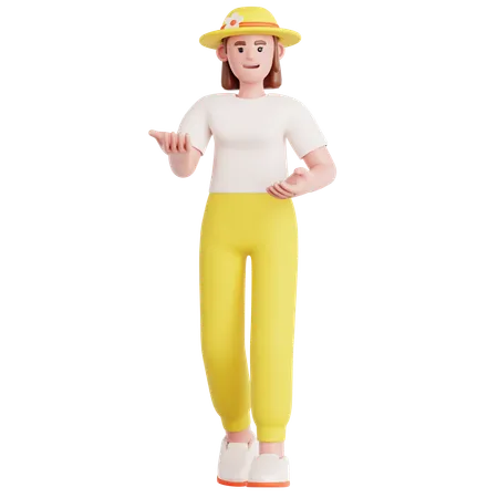 プレゼンテーションをする女性  3D Illustration