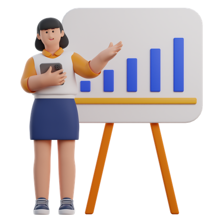 Woman Doing Presentation  3D Icon