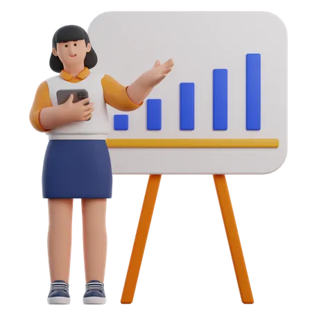 Woman Doing Presentation  3D Icon