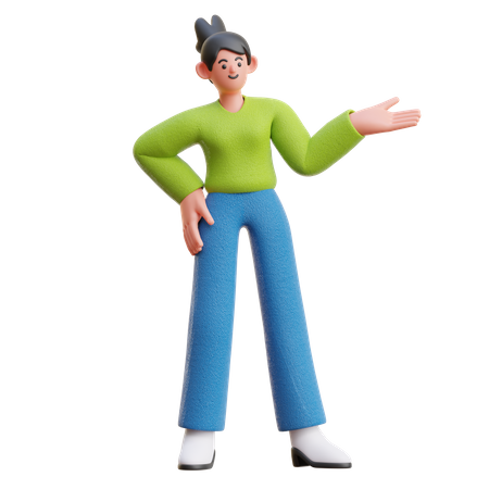 Woman Doing Presentation  3D Icon